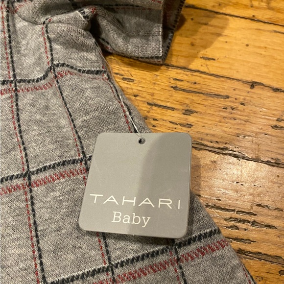 The sweetest Tahari BNWT grey plaid dress with beautiful velvet deep red bow. - Picture 2 of 5